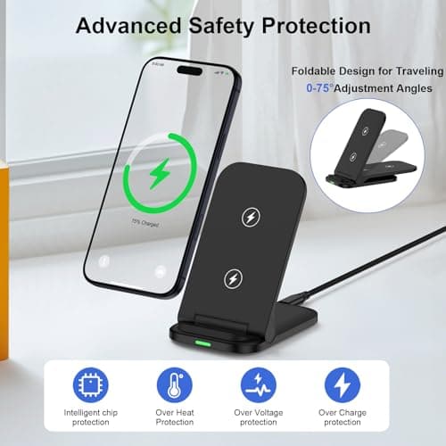 15W Foldable Wireless Charger Samsung,Fast Wireless Phone Charger Stand for Samsung Galaxy S26 Ultra S25 S24 S23 S22 S21,Google Pixel 10 Pro 10 9 9a 8 7,Wireless Charging Station for iPhone 17 16 — view 4