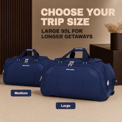 Lightweight Large 30" Navy Holdall with Wheels - 95L Pierre Cardin Duffle — view 6
