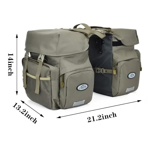 ZTZ 50L Panniers Bike Bags, Waterproof Panniers Made of High-Density 600D Polyester for Durable Use, Bike Saddle Bag Come with Reflective Trim and Rain Cover (Green) — view 2
