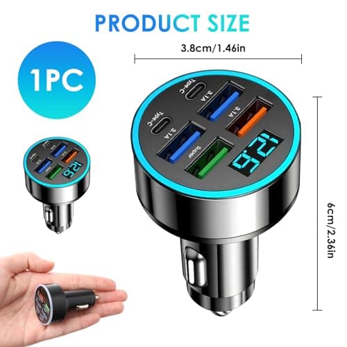 USB C Car Charger 6 Ports 45W Car USB Socket Adapter for Car USB — view 2