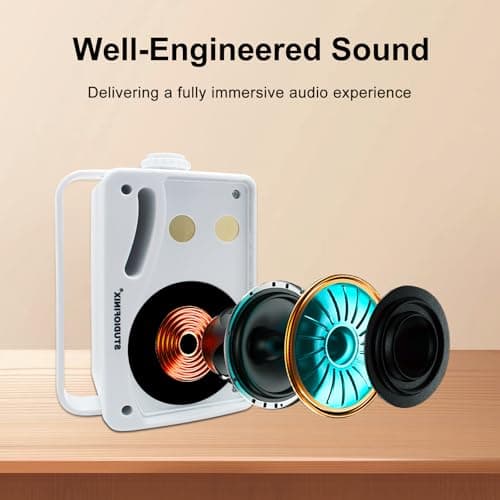 STUDIOFINIX 3.5 Inch Outdoor Bluetooth Speakers Waterproof Wired,3 Way 200W Upgrade Premium Wall Mount Speakers,Ideal use in Patio,Deck, Indoor Outdoor（White） — view 3