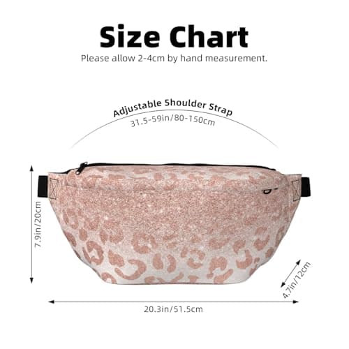 JKLQWC rose gold glitter Printed Fanny Pack Waist Bag for Men Women, Adjustable Bumbags Hip Bum Bag Travel Crossbody Bags Sports Running Hiking Belt Bag — view 4