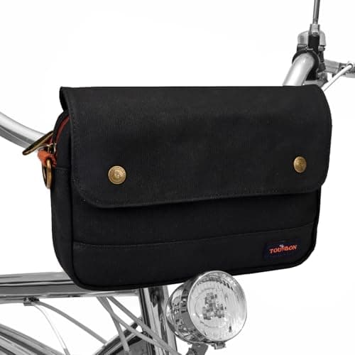 TOURBN Waterproof Canvas Bike Panniers Bicycle Pouch Handlebar Bag Black