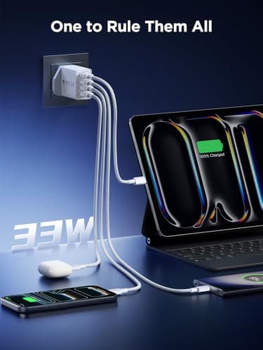 Aioneus USB Plug Fast Charger, 33W 4-Port QC 3.0 Multi USB Charger Plug UK — view 3