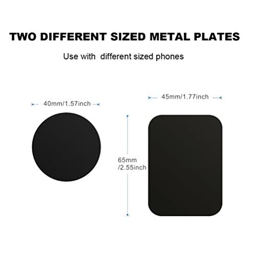 AJOXEL Metal Plate for Phone, [10 Pack] Replacement Mount Metal Plates Kits with Adhesive Universal for Magnetic Car Phone Holder Cradle Magnet Car Mount (4 Rectangular and 6 Round), Black+Silver — view 5