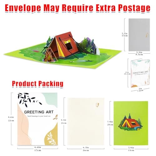 GREETING ART Pop Up Birthday Card for Him,Camping 3D Pop Up Greeting Card, Outdoor Nature Birthday Card, Retirement Card,Thank You Card Outdoors, Camping Card for Husband Dad — view 3