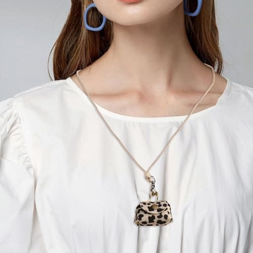 Sturdy Leather Necklace Pouches for Earphone and Coin Storage Small Long Designs for Fashionable Women Ladies Everyday Travel Necklace, M, as described, as described — view 3