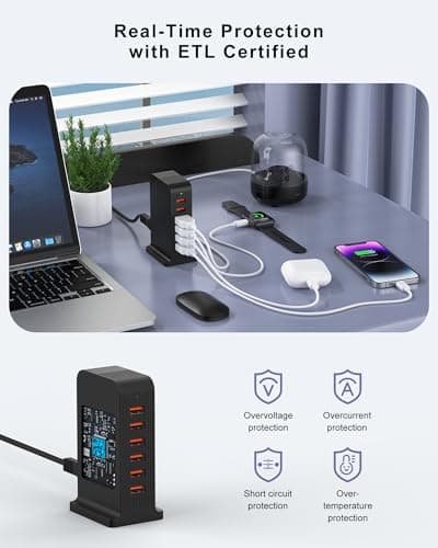 Qurzou Multi USB Charger,50W USB Tower Charging Station,Charger Plug with 6 Ports for iPhone 15/15 Pro/15 Pro Max/iPhone 14/14 Pro/14 Pro Max/13 Pro/13 Pro Max,Samsung,iPad,etc(black) — view 6
