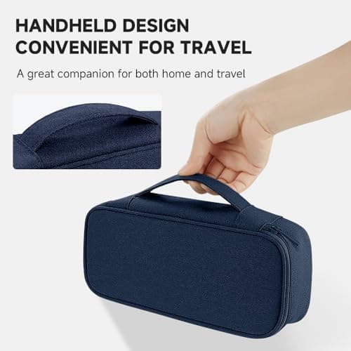 Teskyer Travel Tech Pouch, Protable Cable Organiser Bag, Electronics Accessories Travel Organizer Case for Cable Charger Earphone Power Bank Hard Drive - Navy Blue — view 5