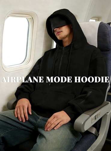 KENAIJING Mens Quarter Zip Travel Hoodies with Eye Mask & Multi Pockets — view 2