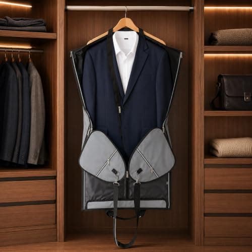 Premium Travel Garment Bags & 2-in-1 Duffle Suit Carriers – Light Grey 45L Holdall, Black XL Breathable Garment Bag, Dark Grey Water-Resistant Suit Cover, Foldable and Space-Saving (Light Grey) — view 3