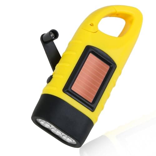 Wind Up LED Camping Torch Solar Hand Crank Flashlight Carabiner Portable
