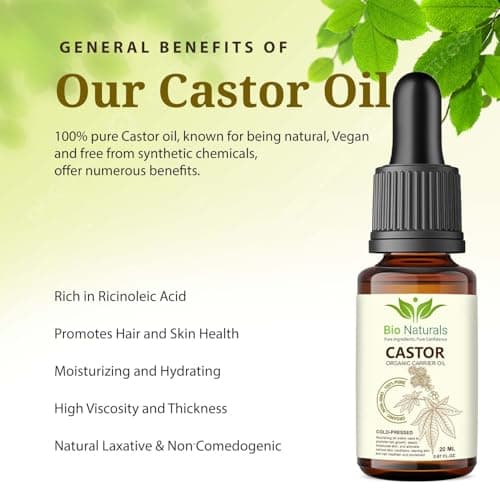 Organic Castor Oil – 100% Pure & Natural Moisturising Oil for Hair, Skin, Nails & Massage – Earthy Grounding Aroma – Glass Bottle – 20ml — view 3