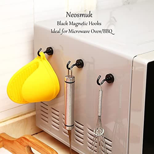 Neosmuk Black Magnetic Hooks, 22 lb+ Heavy Duty for Fridge, Extra Strong Super Cruise Hook for Hanging, Magnetic Hanger for Curtain, Grill, Towel, Ceiling Pack of 20 — view 5