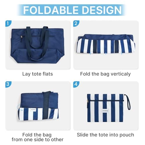 G4Free 35/50L Foldable Beach Bag with Zipper Pockets, Waterproof Tote Pool Handbags for Women, Compatible with Stanley Cup, Weekender, Travel, Holiday — view 4