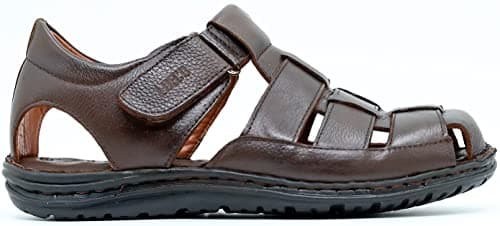 Lusco men`s real leather strap outdoor beach summer closed toe comfort fisherman sandals (Brown, UK Footwear Size System, Adult, Men, Numeric, Medium, 8) — view 2