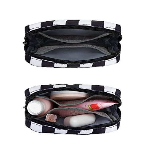 DOB SECHS Waterproof Canvas Mini Travel Makeup Carrying Case Wash Bags Cosmetic Bag Portable Electronics Accessories Organizer Wash Gym Shaving Bag,Check — view 3