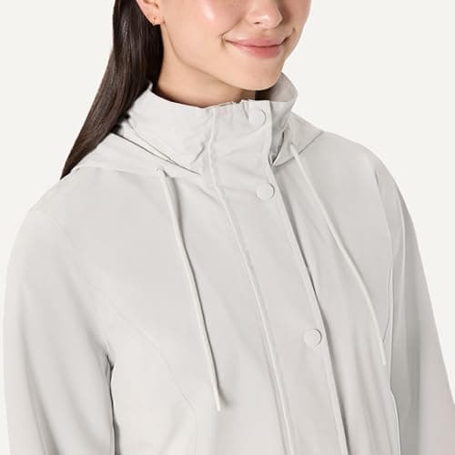 Amazon Essentials Women's Relaxed-Fit Packable Lightweight Waterproof Hooded Rain Jacket, Off-white, XL — view 4