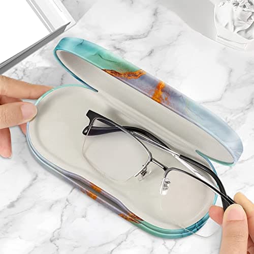 FINTIE 2 in 1 Glasses and Contact Lens Case, Emerald Marble — view 5