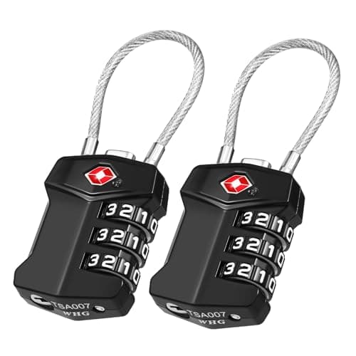 ZHEGE TSA Approved Luggage Locks, Wire Padlock, 3 Digit (2P, Black)