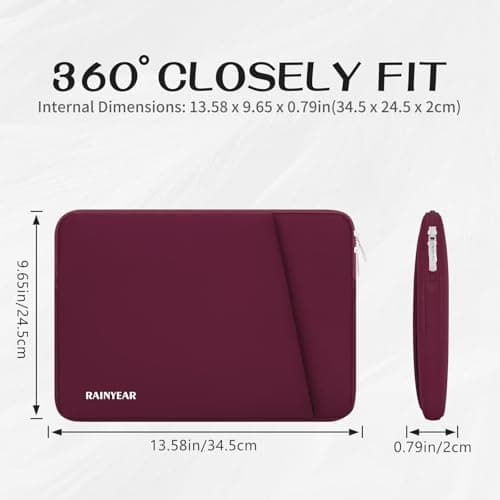 RAINYEAR 14 Inch Laptop Sleeve Padded Case with Front Pocket, Red — view 5