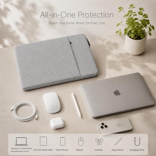 ProElife Sleeve Case for MacBook Air 15 inch M5 M4, Water-resistant, Gray — view 6