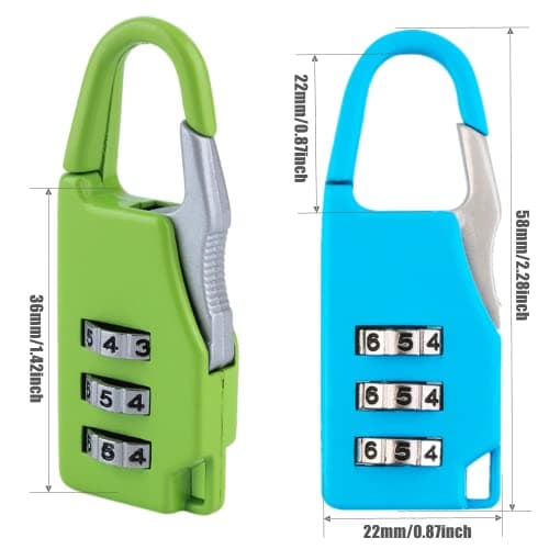 Luggage Locks, [4 Pack] 3-Digit Security Suitcase Locks,Small Padlocks Luggage Locks Padlocks with Outdoor Travel Luggage Suitcase Baggage School Gym Lockers Laptop Bag — view 2