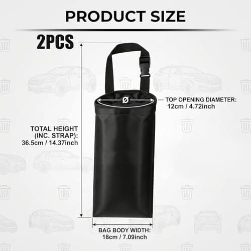 2 Pack Car Trash Bag,Hanging Washable Back Seat Car Garbage Bag,Black Collapsible Interior Seatback Rubbish Bags,Generic Vehicle-Mounted Storage Pocket,For Automotive Easy Maintenance And Keep Hygiene — view 2