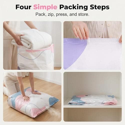 2Pcs No‑Pump Vacuum Storage Bags, Large Cube Vacuum Seal Bags, Press & seal, No Pump Needed, for Jumbo Clothes Bedding,Comforters,Off‑Season Gear (L,100 * 80 * 38 cm) — view 4