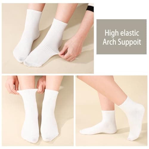 Zuimei 8 Pairs White Sports Socks, Crew Socks Women — view 6