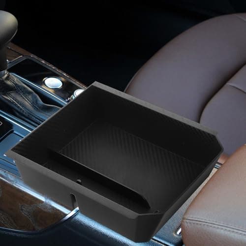 Garneck Carbon Fibre Car Center Console Organizer with Large Storage Capacity and Easy to Clean Surface, Sleek Black Interior Tray for Snacks and Phone Storage in Car Interior — view 5
