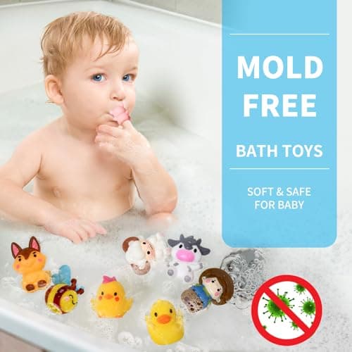 Oriate Farm Animals Finger Puppets, Baby Finger Puppet Bath Toys, 10PCS Toddler Farming Animal Travel Toys, Puppet Show Stage Storage Bags incl. Baby Party Bag Fillers Pool Water Toy, 12m+ Easter — view 5