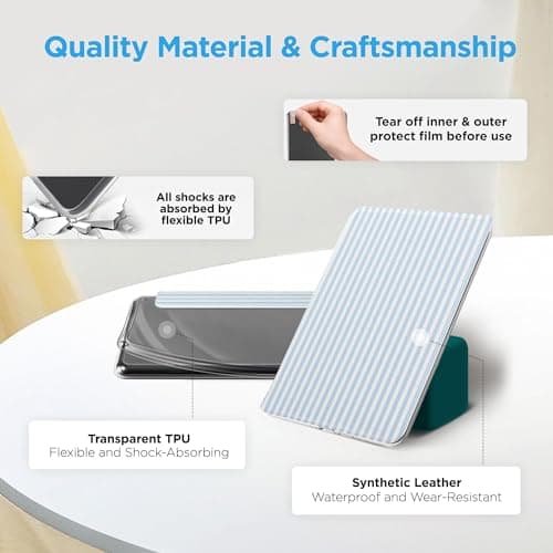 Litvana Detachable Magnetic Case for 7'' Kindle Paperwhite 12th Gen 2024 and Kindle Colorsoft Signature Edition, Slim PU Shell Cover Case with Auto Wake/Sleep, Blue and White Stripes — view 6