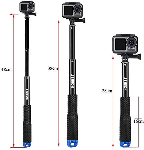 Homeet Extendable Action Camera Selfie Stick, 19" Sportcamera Selfie Stick Pole Waterproof Telescoping Pole Monopod for DJI OSMO, AKASO, SJCAM, YI, Victure, Qumox, Crosstour — view 2