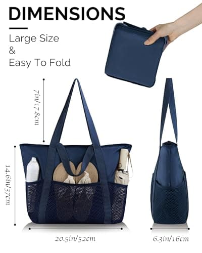 HOMESPON Beach Bag Large Waterproof Tote for Women with Zipper — view 4