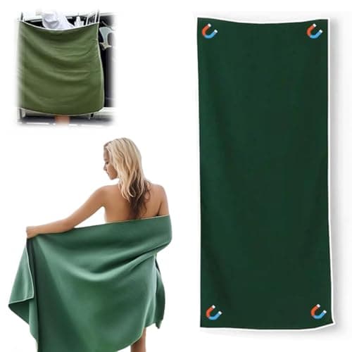 Hcnjn Magnet Towels for Surfers, Outdoor Magnetic Bath Towel, Oversized 75X30 Lightweight Thin Beach Towel, Quick Dry Sand-Free Coral Fleece with Strand Magnetic Magnet Corners (GREEN)