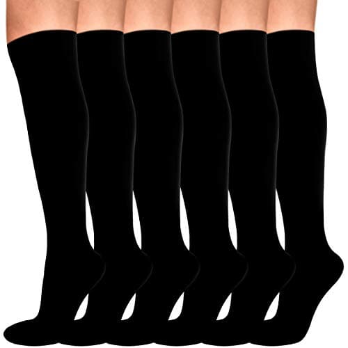 6 Pairs Compression Socks for Women & Men, 15-20mmHg Compression Stockings