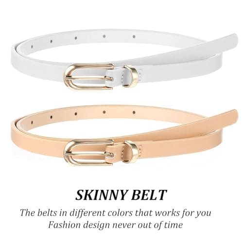 Wanmu 4 Pack Women Skinny Leather Belts for Jeans Thin Waist Belt — view 3