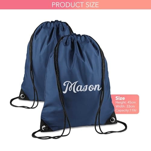 Print Maniacs Personalised Drawstring Bag for Kids Back to School PE Bag, Swim Bag with Name Ideal for Boys, Girls, Toddlers,and Primary School Students Perfect School Bag French Navy — view 4