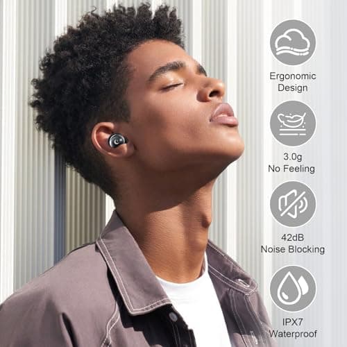 Wireless Earbuds with Smart Touch Screen, 2026 Mini Sleep Earbuds Bluetooth 5.4 Headphone In Ear with Noise Cancelling Mic, 48Hrs Playtime Hi-Fi Stereo Sound, 5 EQ Modes/IP7 Waterproof Ear Buds Black — view 6