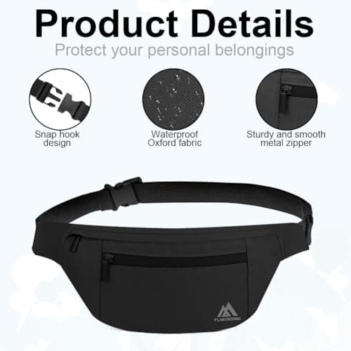 Flintronic Bum Bag, Waist Bags for Men Women, Travel Waist Pack with Adjustable Belt, 4 Compartments, Waterproof Bumbag for Sports, Running, Cycling — view 3