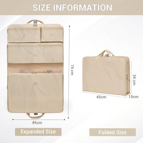 Kono 6-in-1 Compression Packing Cube Expandable Suitcase Organiser (Beige) — view 2