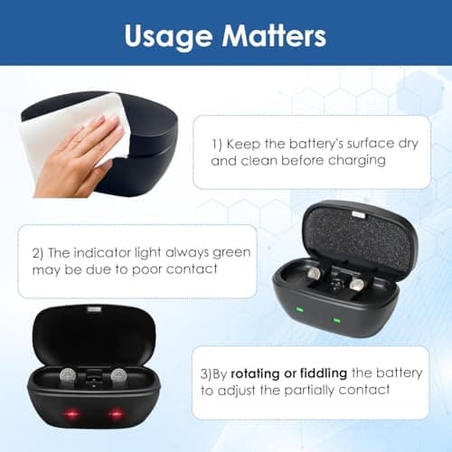 Rechargeable Hearing Aid Batteries and Battery Charger, Hearing Aid Charger Travel Case for Hearing Aid Amplifiers Battery Charger (Charger + 8 Pack 675 Batteries) — view 4