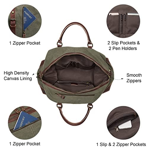 S-ZONE 52L Large Canvas Travel Duffel Bag Unisex Overnight Carryon Handbag — view 5
