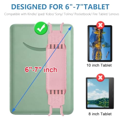 HoYiXi Universal Soft Elastic Hand Strap for 6-7'' eReader, Compatible with Kindle, Kobo, PocketBook, Tolino, High-Elasticity Hand Strap Finger Grip Holder For 6'',6.8", 7" eReader,Pink — view 2