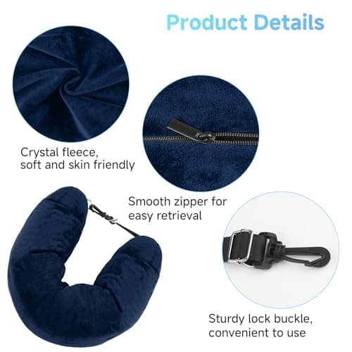 AHRLIC Soft Stuffable Neck Pillow for Travel Multifunctional U-Shaped Cushion Fillable with Clothes for Extra Luggage Space, Adjustable Strap for Airplane, Camping, Train, Hiking (Navy Blue) — view 3