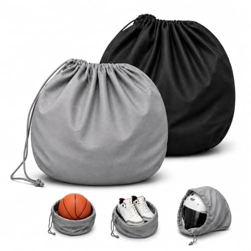 XONWW 2 PCS Helmet Bag, Lightweight Motorcycle Ski Helmet Bag Folding Large Storage Helmets with Drawstring for Sport Riding Travel Skiing (Black, Grey)