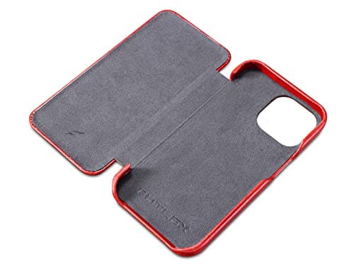 FUTLEX Leather Folio Case Compatible with iPhone 13 Pro - Vintage Style Genuine Leather Flip Folio Design Cover - Built-in Magnetic Closure - Red — view 5