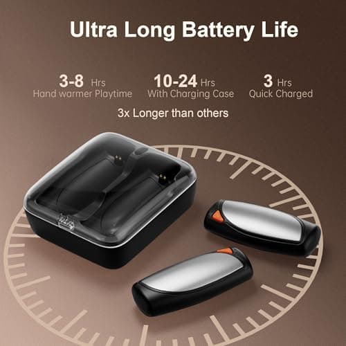 COTOP Hand Warmers Rechargeable 2 packs with Charging Case, Gifts for Men Women,14000mAh Up to 36 hours Reusable Electric Hand Heater, Quick Charge Portable Warmers for Outdoors, Camping, Inky-Silver — view 5