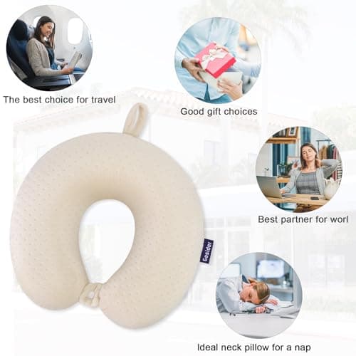 Gosider Memory Foam Neck Pillow, Plane Travel Pillow, Beige — view 6